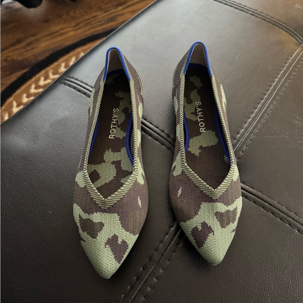 Rothy's Green and Brown Camouflage Loafers NEW without box